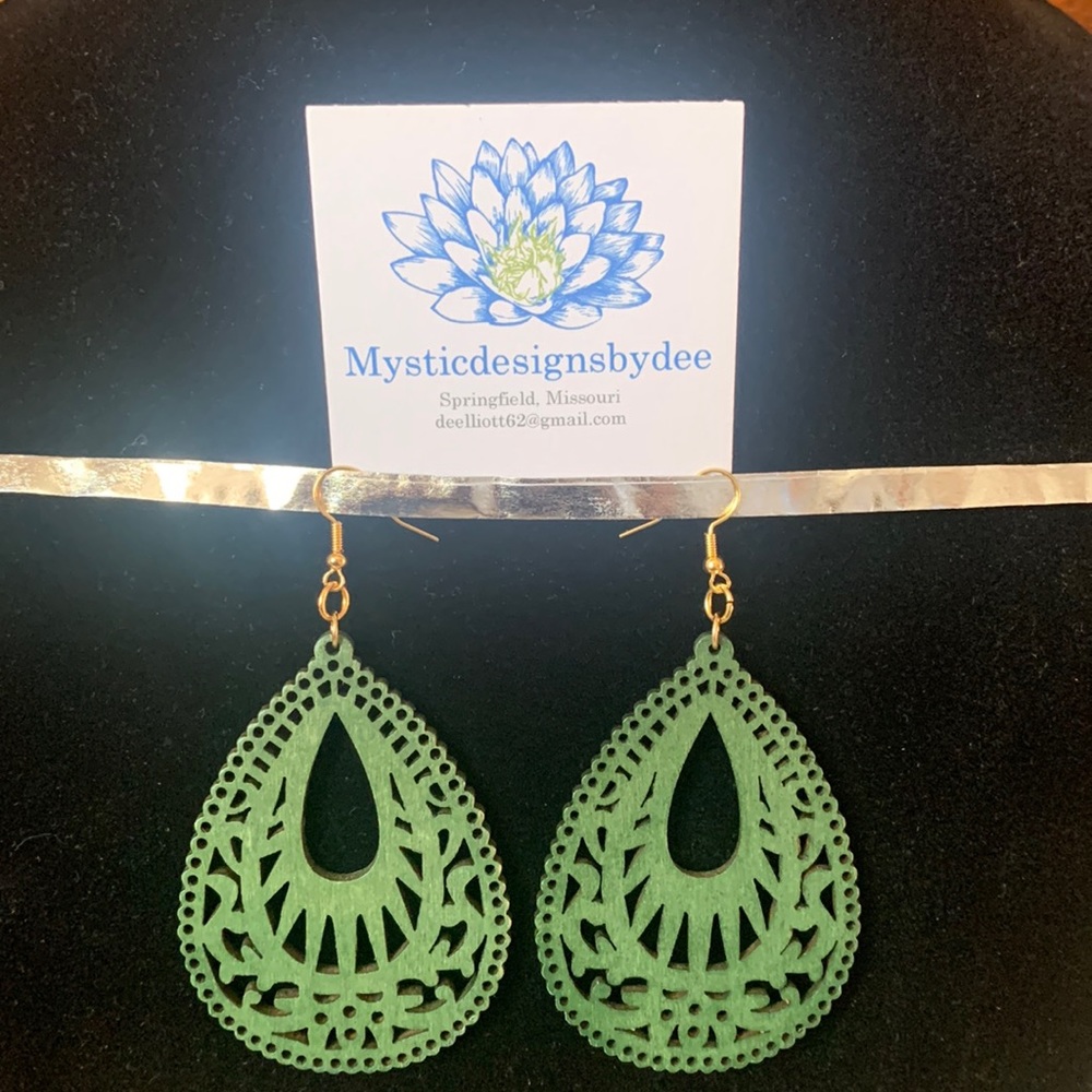 Wood carved earrings